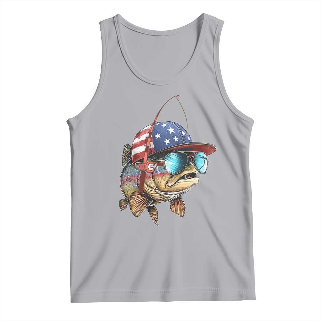 Funny Patriot American Flag Bass Fish Fishing Tank Top - Wonder Print Shop