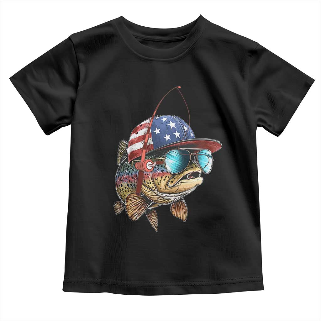 Funny Patriot American Flag Bass Fish Fishing Toddler T Shirt - Wonder Print Shop