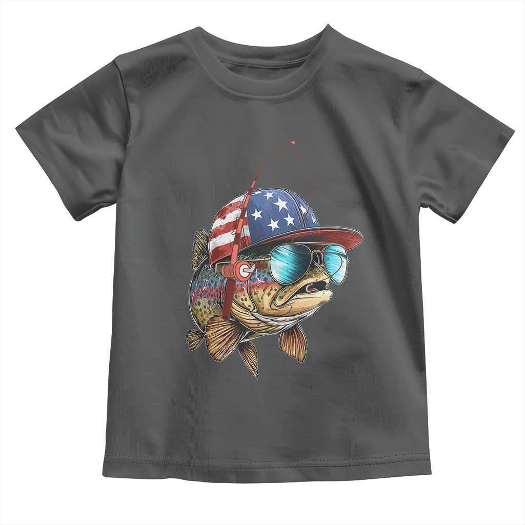 Funny Patriot American Flag Bass Fish Fishing Toddler T Shirt - Wonder Print Shop