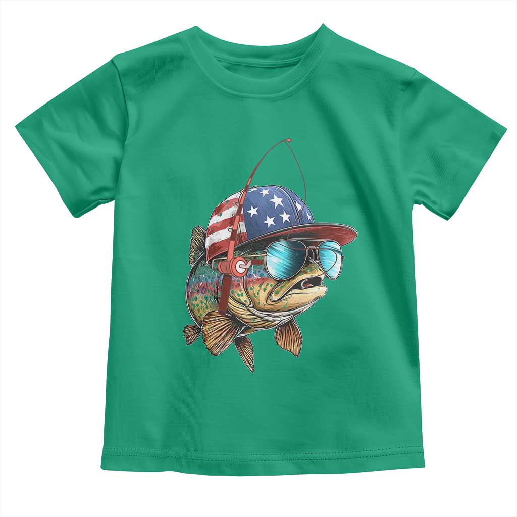 Funny Patriot American Flag Bass Fish Fishing Toddler T Shirt - Wonder Print Shop