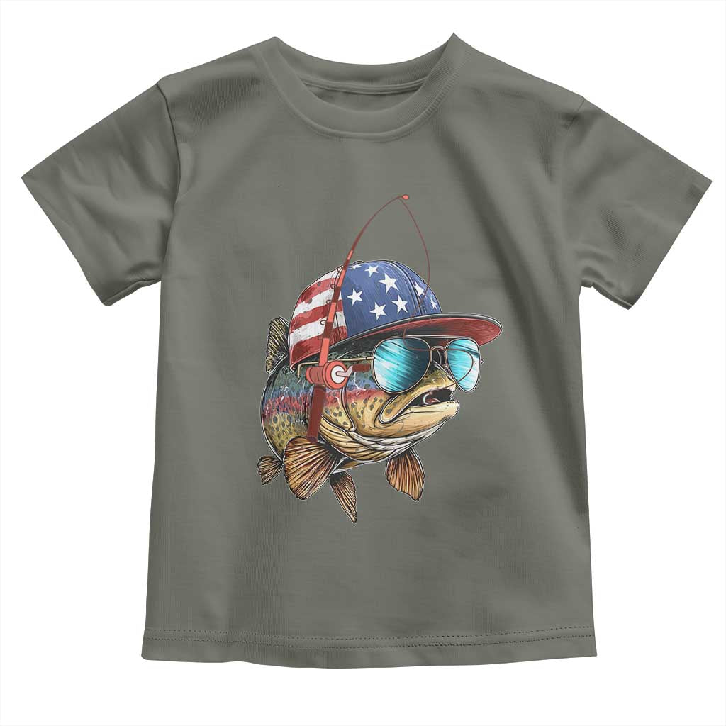 Funny Patriot American Flag Bass Fish Fishing Toddler T Shirt - Wonder Print Shop