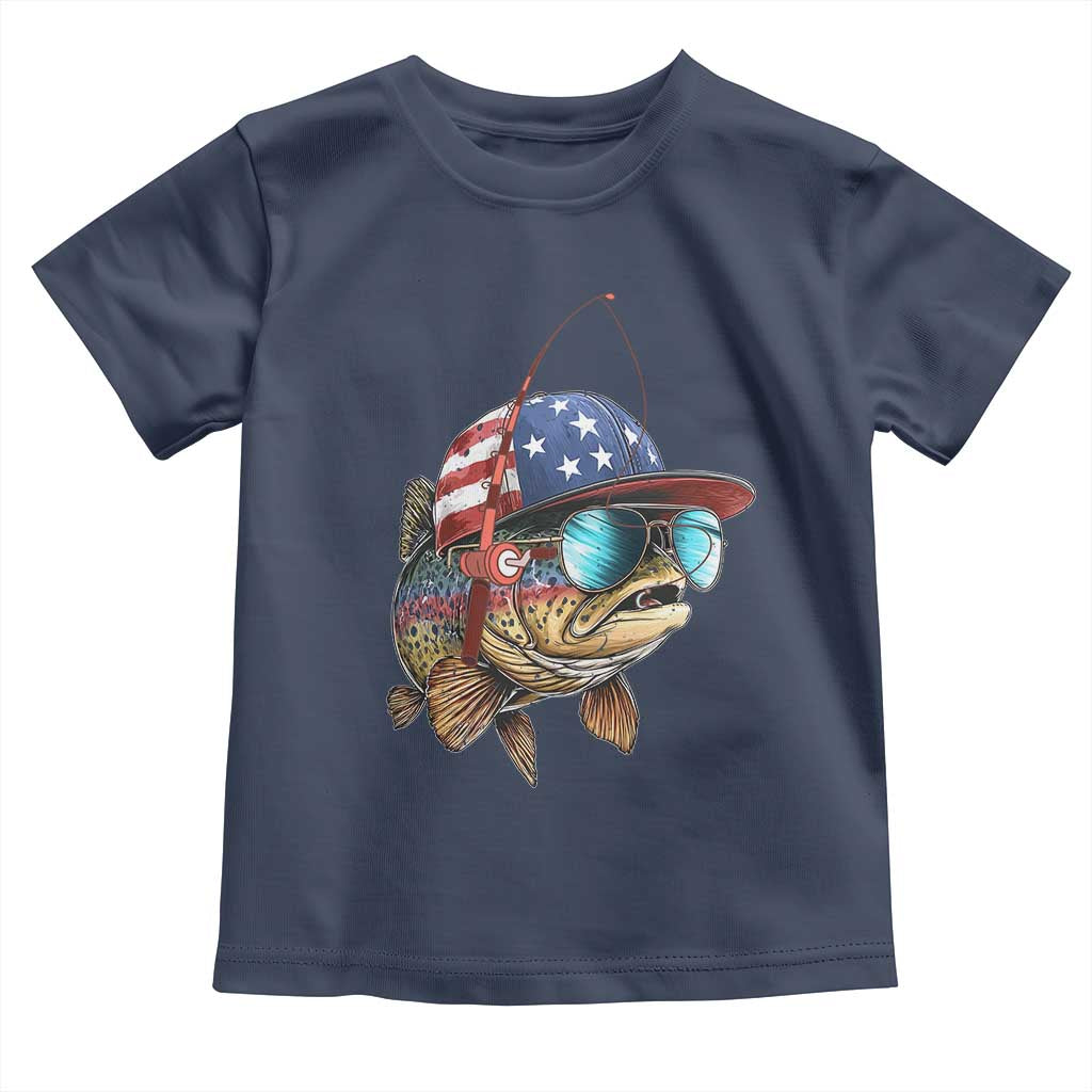 Funny Patriot American Flag Bass Fish Fishing Toddler T Shirt - Wonder Print Shop