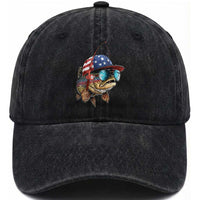 Funny Patriot American Flag Bass Fish Fishing Washed Cotton Baseball Cap