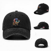 Funny Patriot American Flag Bass Fish Fishing Washed Cotton Baseball Cap
