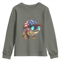 Funny Patriot American Flag Bass Fish Fishing Youth Sweatshirt - Wonder Print Shop