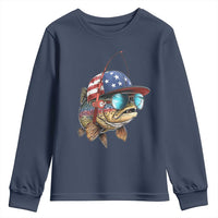 Funny Patriot American Flag Bass Fish Fishing Youth Sweatshirt - Wonder Print Shop