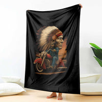 Indian American Rider Throw Blanket Vintage Native American Motorcycle - Wonder Print Shop