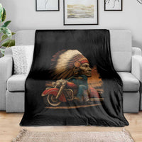 Indian American Rider Throw Blanket Vintage Native American Motorcycle - Wonder Print Shop