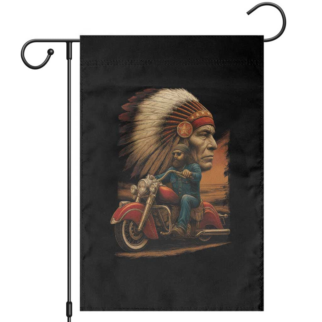 Indian American Rider Garden Flag Vintage Native American Motorcycle - Wonder Print Shop