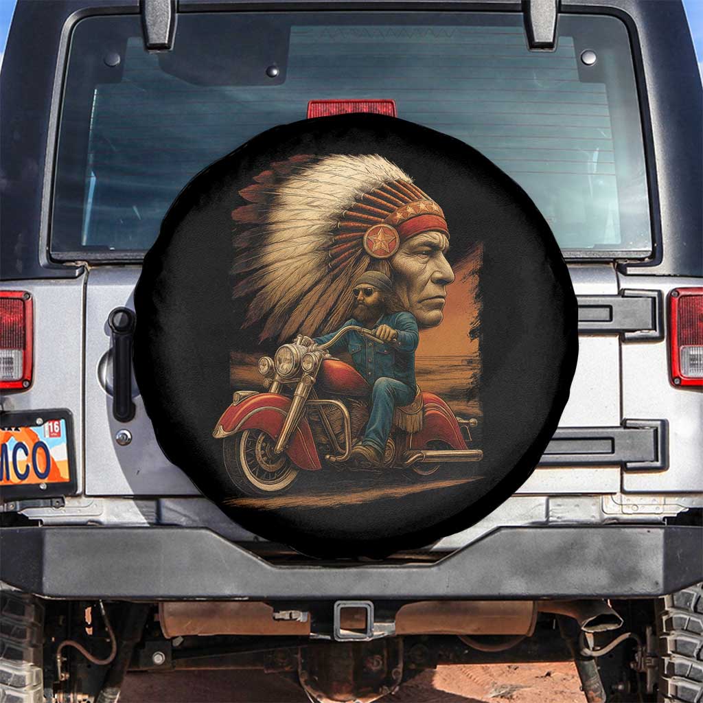 Indian American Rider Spare Tire Cover Vintage Native American Motorcycle - Wonder Print Shop