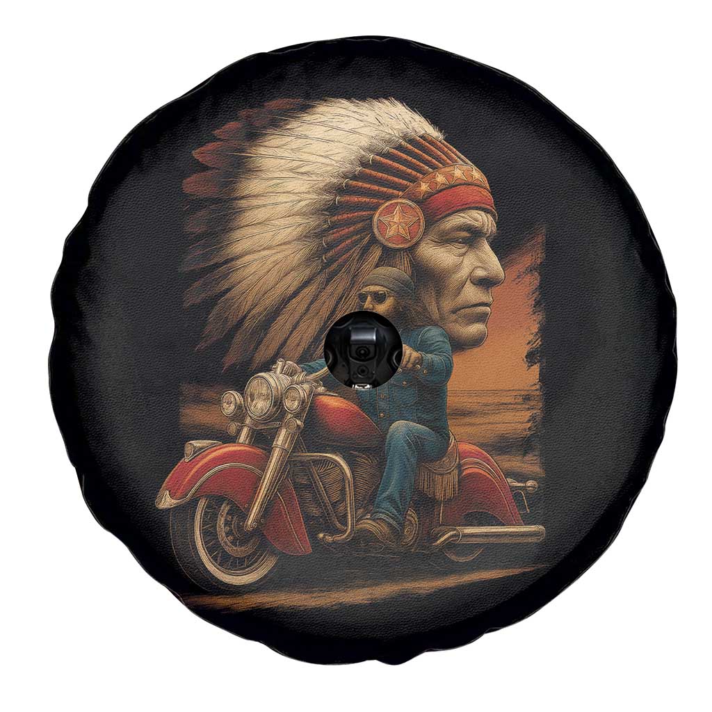 Indian American Rider Spare Tire Cover Vintage Native American Motorcycle - Wonder Print Shop