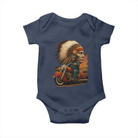 Indian American Rider Baby Onesie Vintage Native American Motorcycle - Wonder Print Shop