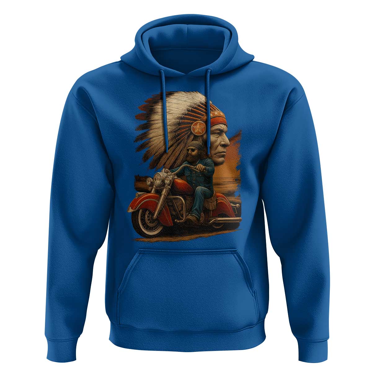 Indian American Rider Hoodie Vintage Native American Motorcycle - Wonder Print Shop