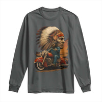 Indian American Rider Long Sleeve Shirt Vintage Native American Motorcycle - Wonder Print Shop