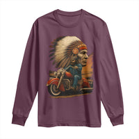 Indian American Rider Long Sleeve Shirt Vintage Native American Motorcycle - Wonder Print Shop