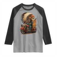 Indian American Rider Raglan Shirt Vintage Native American Motorcycle - Wonder Print Shop