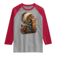 Indian American Rider Raglan Shirt Vintage Native American Motorcycle - Wonder Print Shop