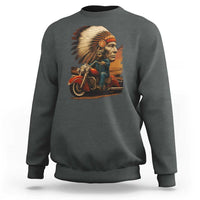 Indian American Rider Sweatshirt Vintage Native American Motorcycle - Wonder Print Shop