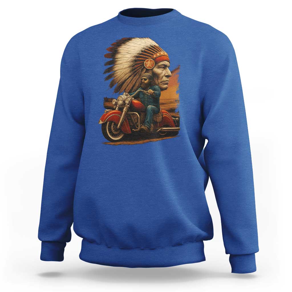 Indian American Rider Sweatshirt Vintage Native American Motorcycle - Wonder Print Shop