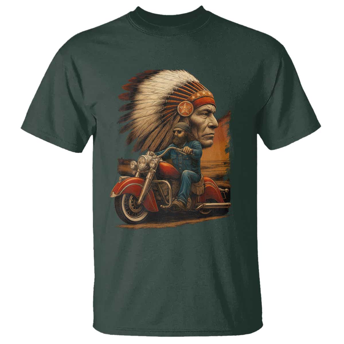 Indian American Rider T Shirt Vintage Native American Motorcycle - Wonder Print Shop
