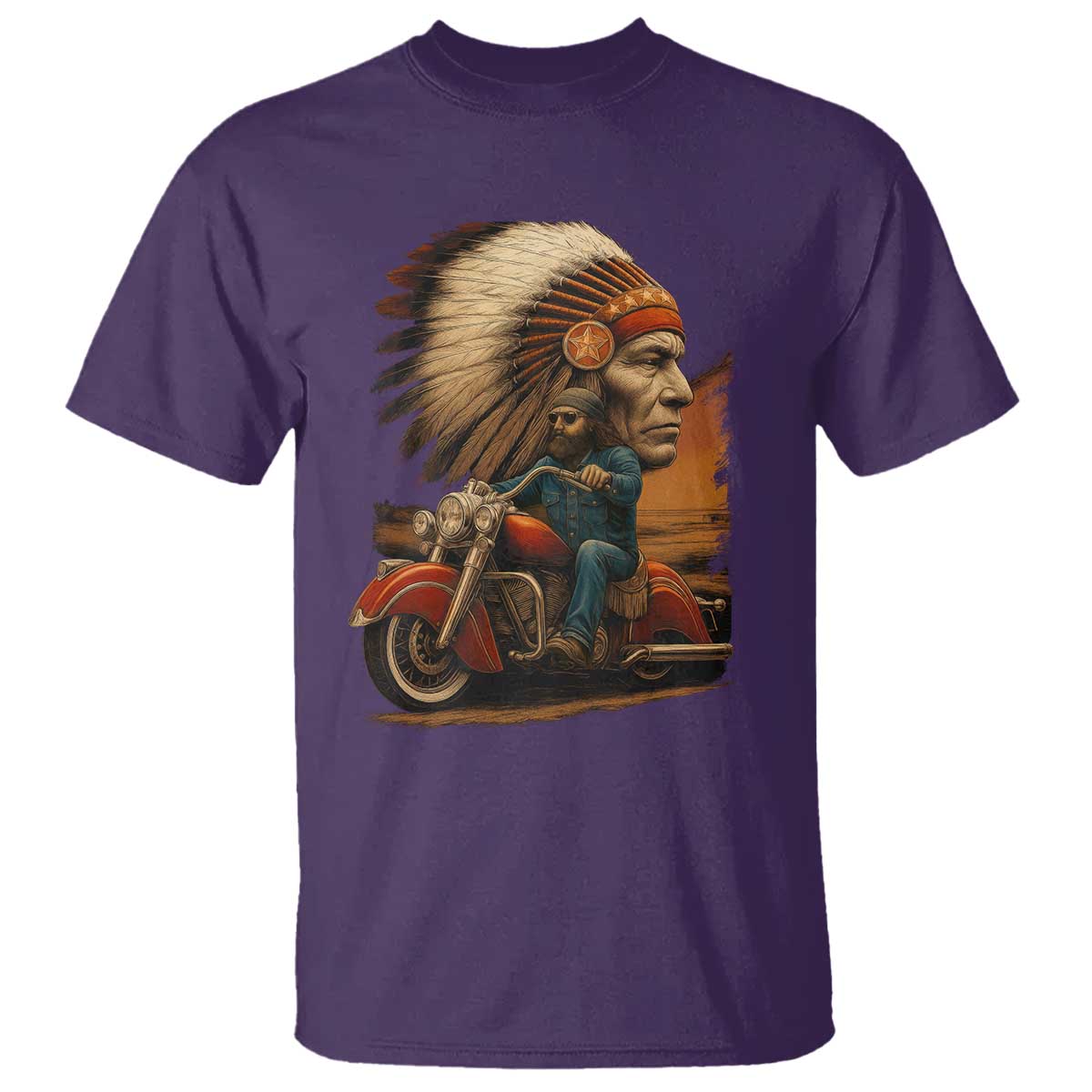 Indian American Rider T Shirt Vintage Native American Motorcycle - Wonder Print Shop
