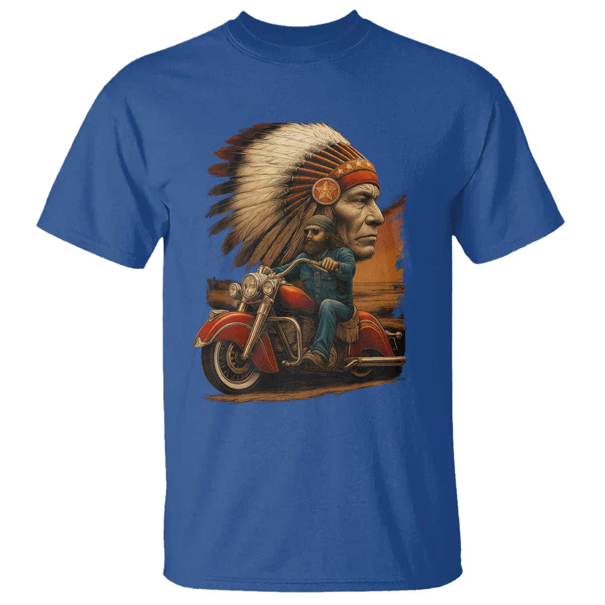 Indian American Rider T Shirt Vintage Native American Motorcycle - Wonder Print Shop