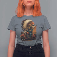 Indian American Rider T Shirt For Women Vintage Native American Motorcycle - Wonder Print Shop