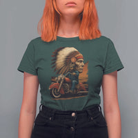 Indian American Rider T Shirt For Women Vintage Native American Motorcycle - Wonder Print Shop