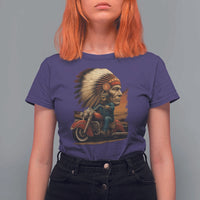 Indian American Rider T Shirt For Women Vintage Native American Motorcycle - Wonder Print Shop
