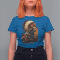 Indian American Rider T Shirt For Women Vintage Native American Motorcycle - Wonder Print Shop