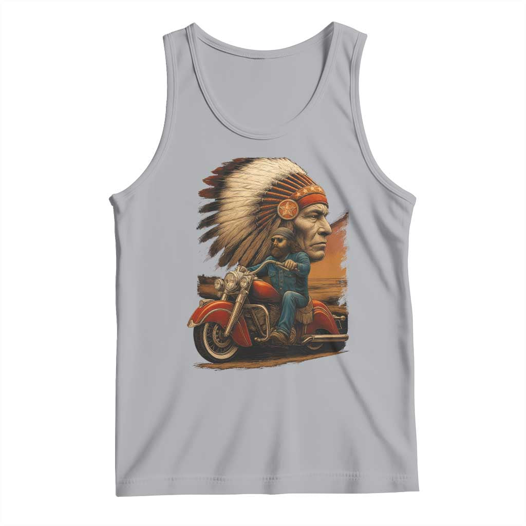 Indian American Rider Tank Top Vintage Native American Motorcycle - Wonder Print Shop