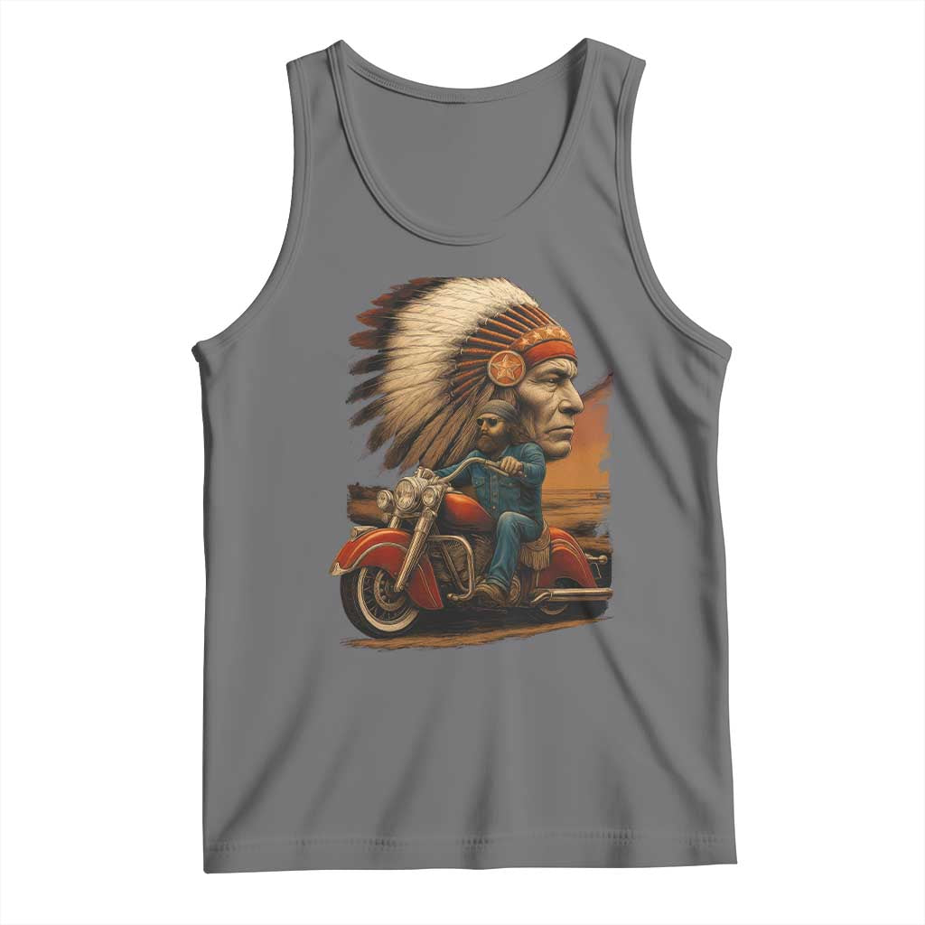 Indian American Rider Tank Top Vintage Native American Motorcycle - Wonder Print Shop