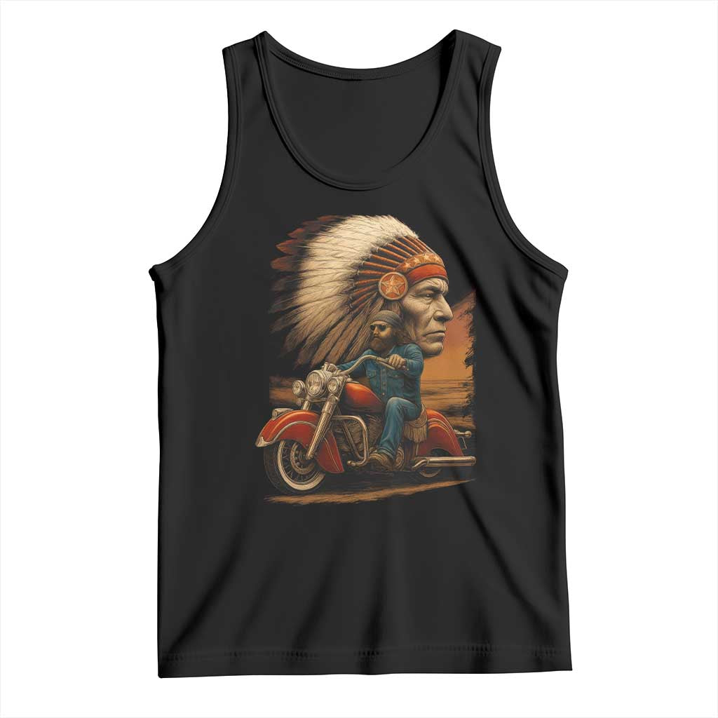 Indian American Rider Tank Top Vintage Native American Motorcycle - Wonder Print Shop