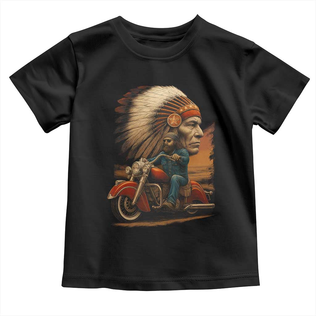 Indian American Rider Toddler T Shirt Vintage Native American Motorcycle - Wonder Print Shop