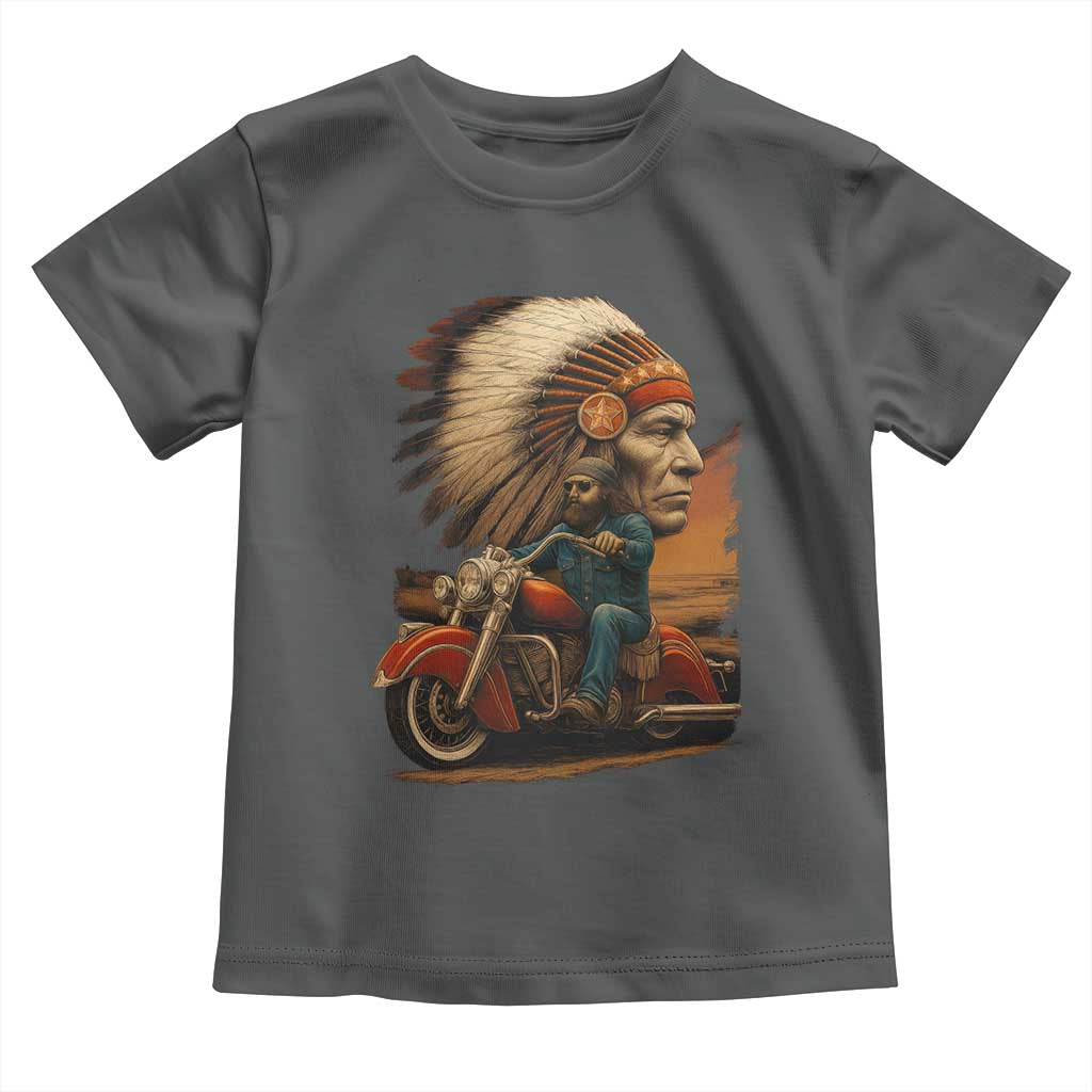 Indian American Rider Toddler T Shirt Vintage Native American Motorcycle - Wonder Print Shop