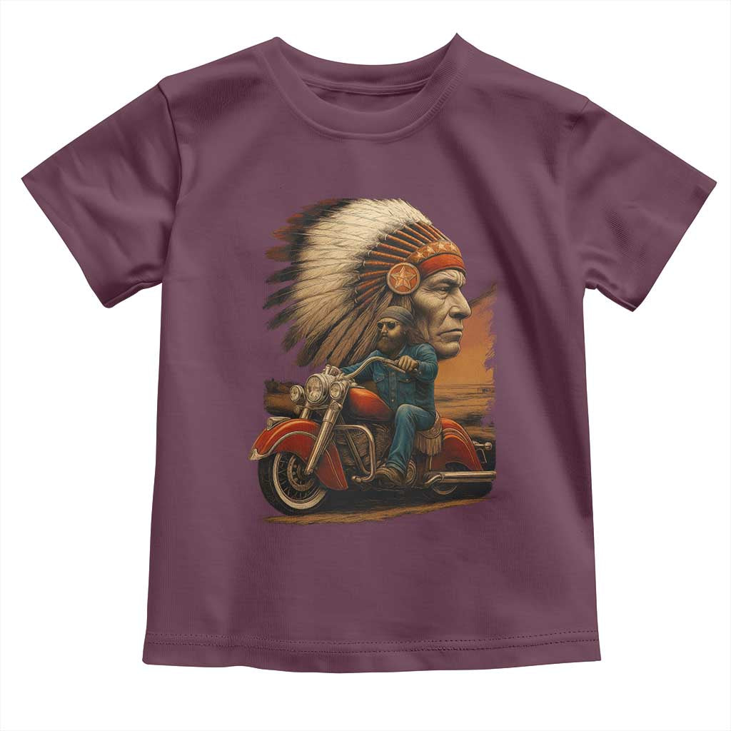Indian American Rider Toddler T Shirt Vintage Native American Motorcycle - Wonder Print Shop