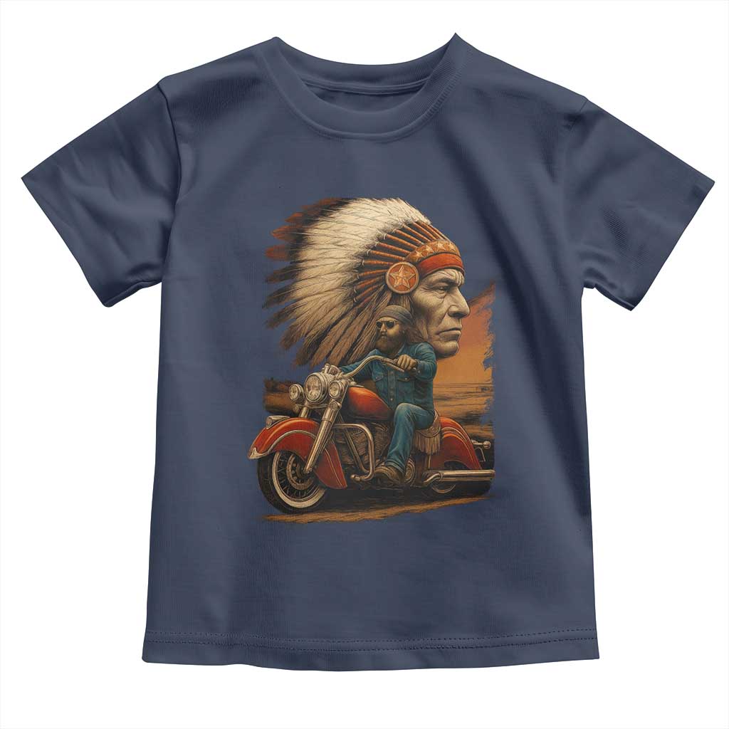 Indian American Rider Toddler T Shirt Vintage Native American Motorcycle - Wonder Print Shop