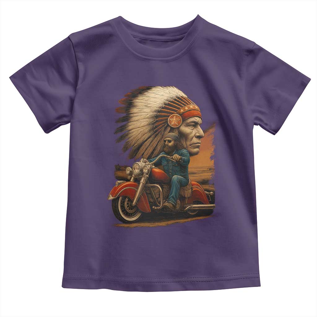 Indian American Rider Toddler T Shirt Vintage Native American Motorcycle - Wonder Print Shop