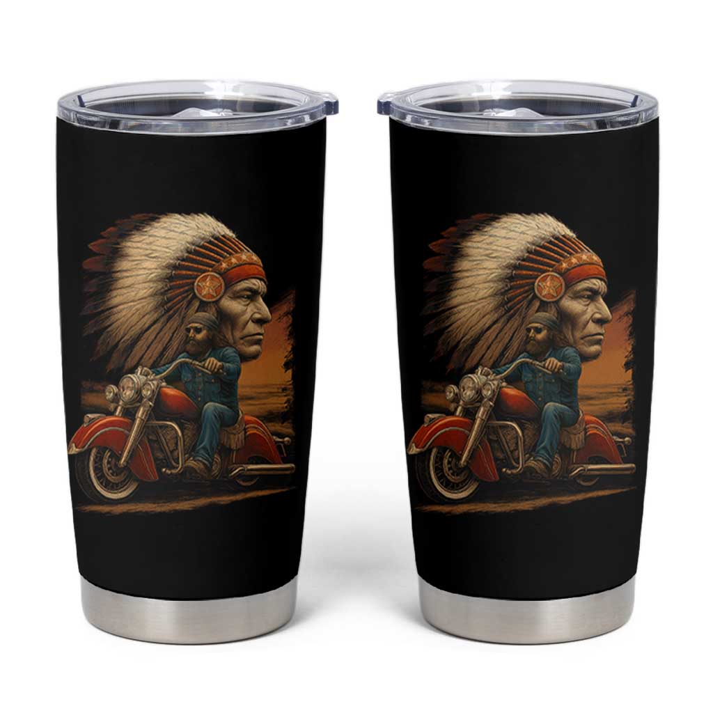 Indian American Rider Tumbler Cup Vintage Native American Motorcycle - Wonder Print Shop