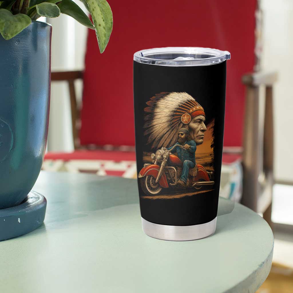 Indian American Rider Tumbler Cup Vintage Native American Motorcycle - Wonder Print Shop
