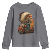 Indian American Rider Youth Sweatshirt Vintage Native American Motorcycle - Wonder Print Shop