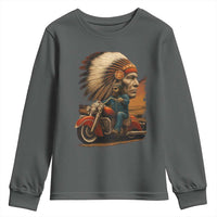 Indian American Rider Youth Sweatshirt Vintage Native American Motorcycle - Wonder Print Shop