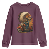 Indian American Rider Youth Sweatshirt Vintage Native American Motorcycle - Wonder Print Shop