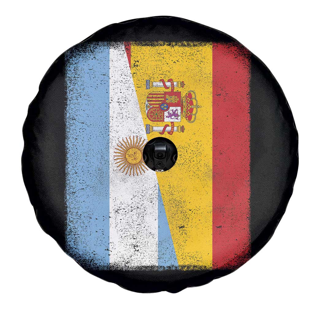 Spain Argentina Half Flag Spanish Argentinian Roots Spare Tire Cover