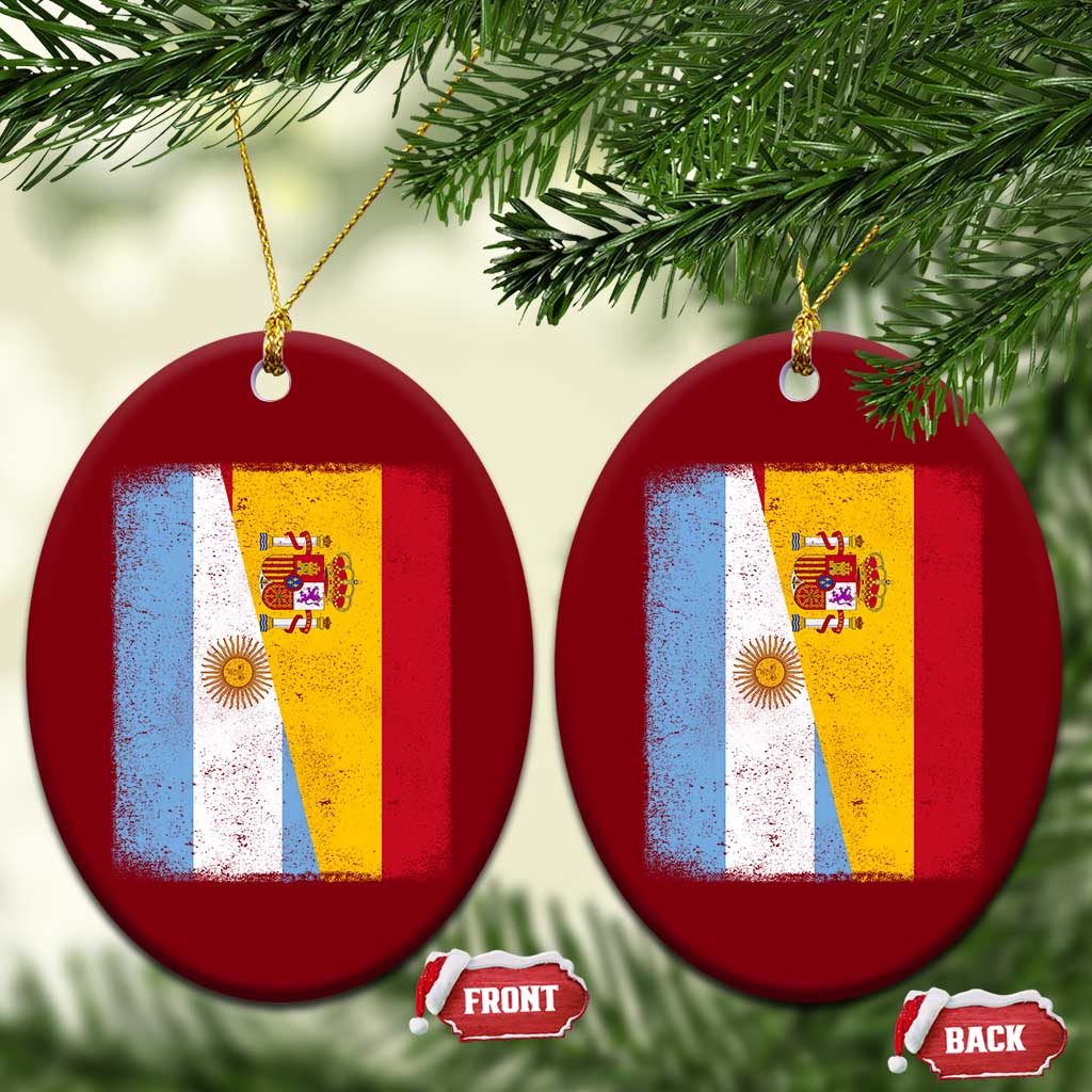 Spain Argentina Half Flag Spanish Argentinian Roots Ceramic Ornament