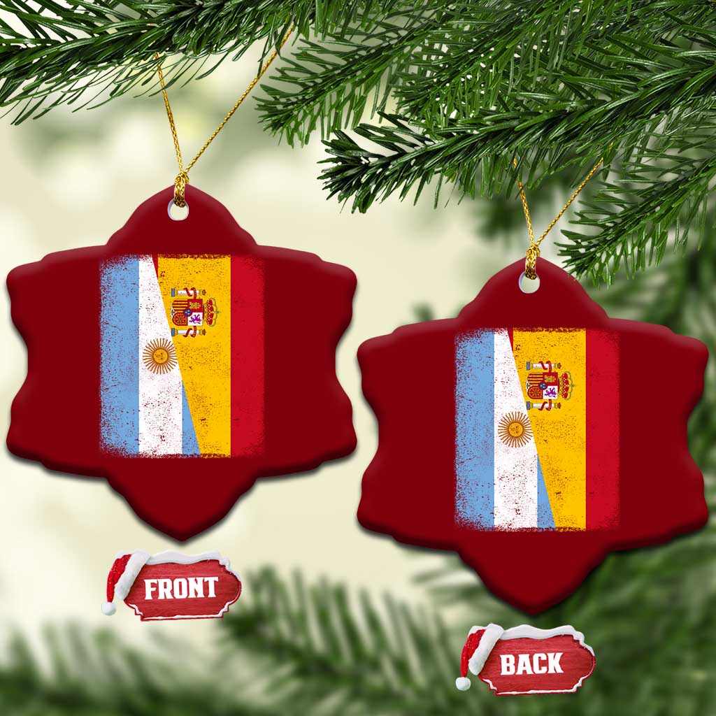 Spain Argentina Half Flag Spanish Argentinian Roots Ceramic Ornament