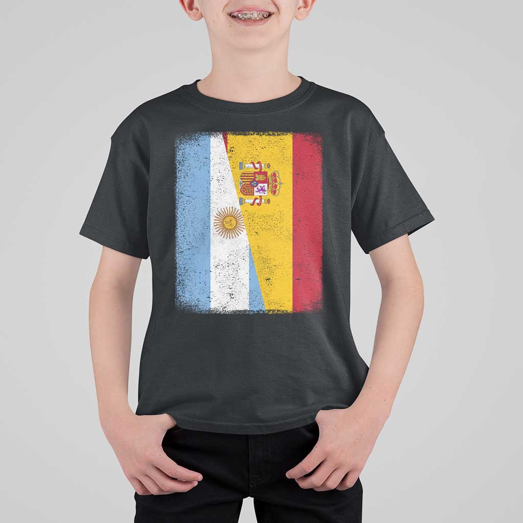 Spain Argentina Half Flag Spanish Argentinian Roots T Shirt For Kid
