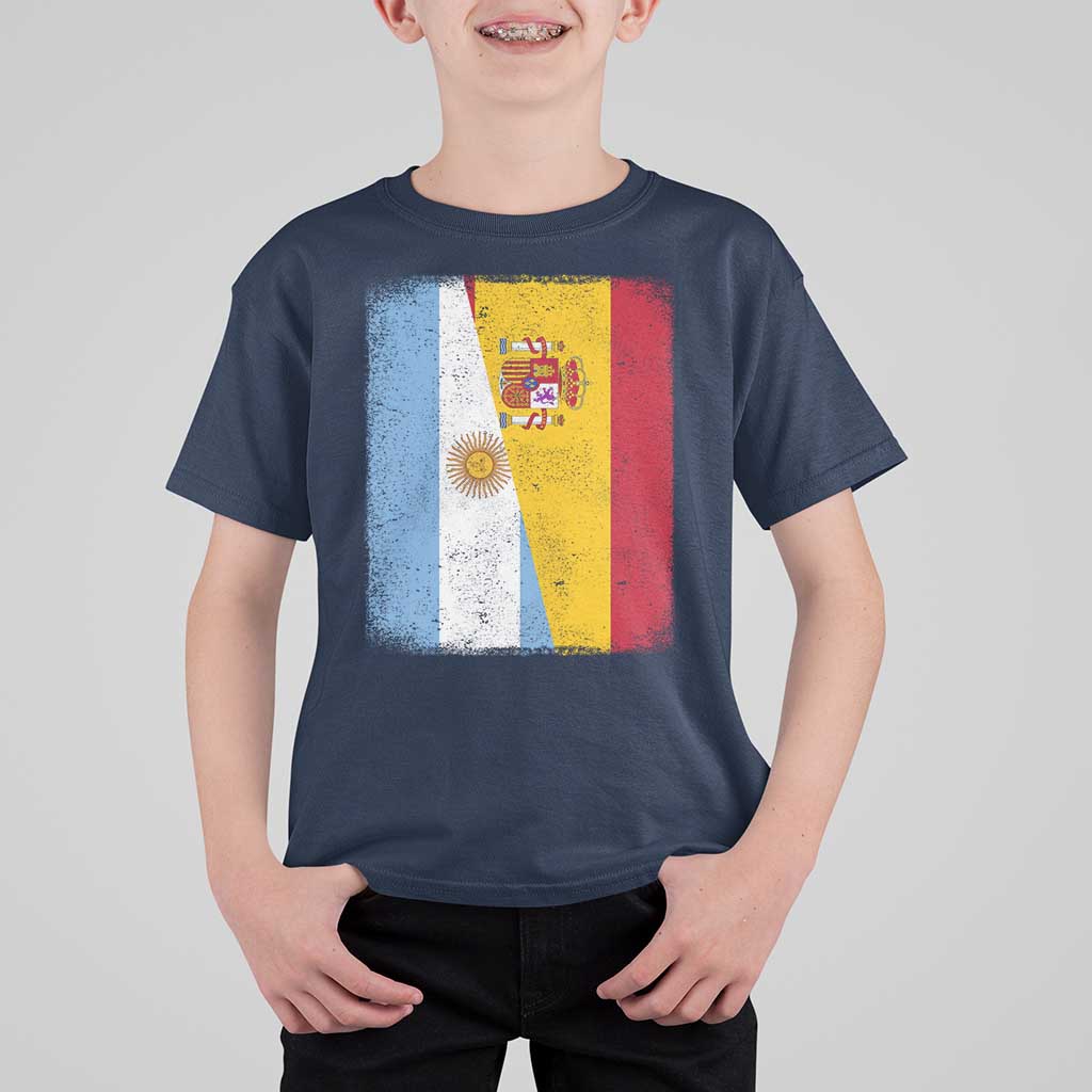 Spain Argentina Half Flag Spanish Argentinian Roots T Shirt For Kid