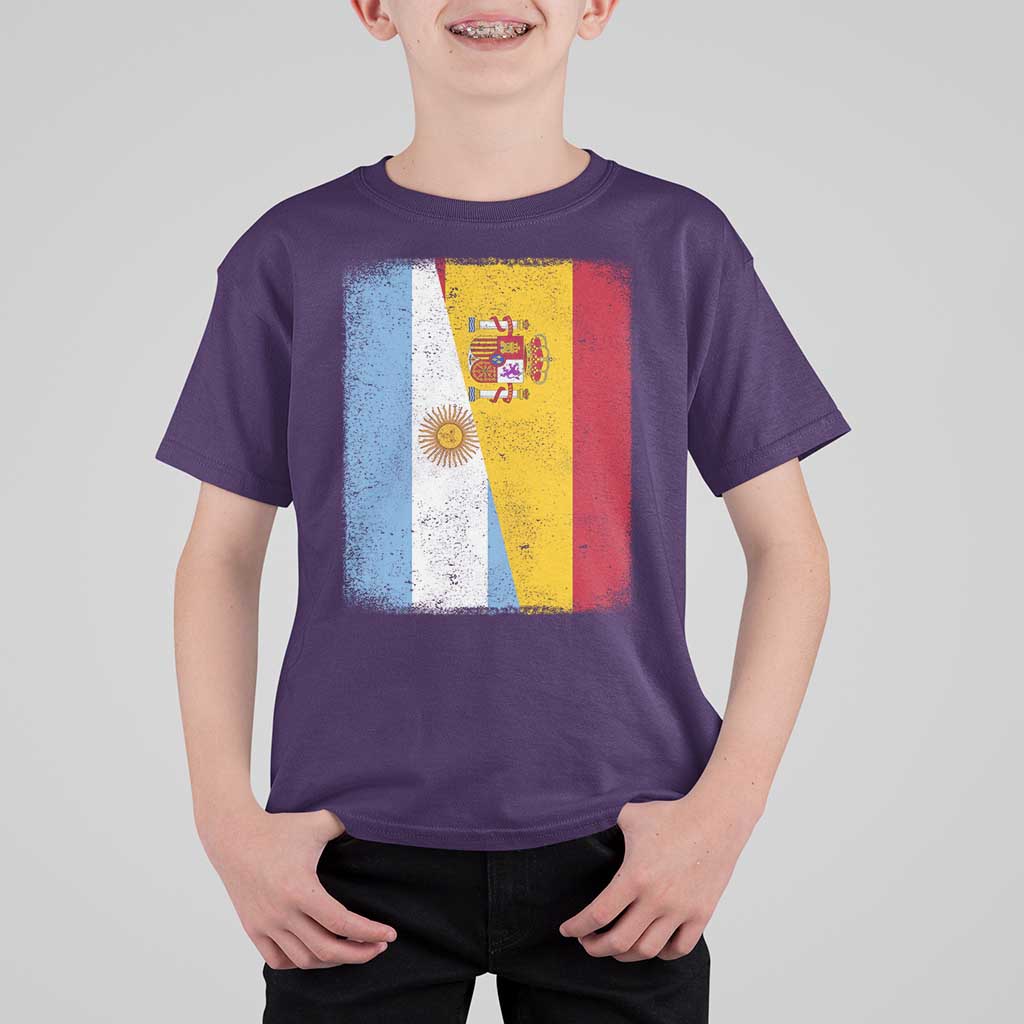 Spain Argentina Half Flag Spanish Argentinian Roots T Shirt For Kid