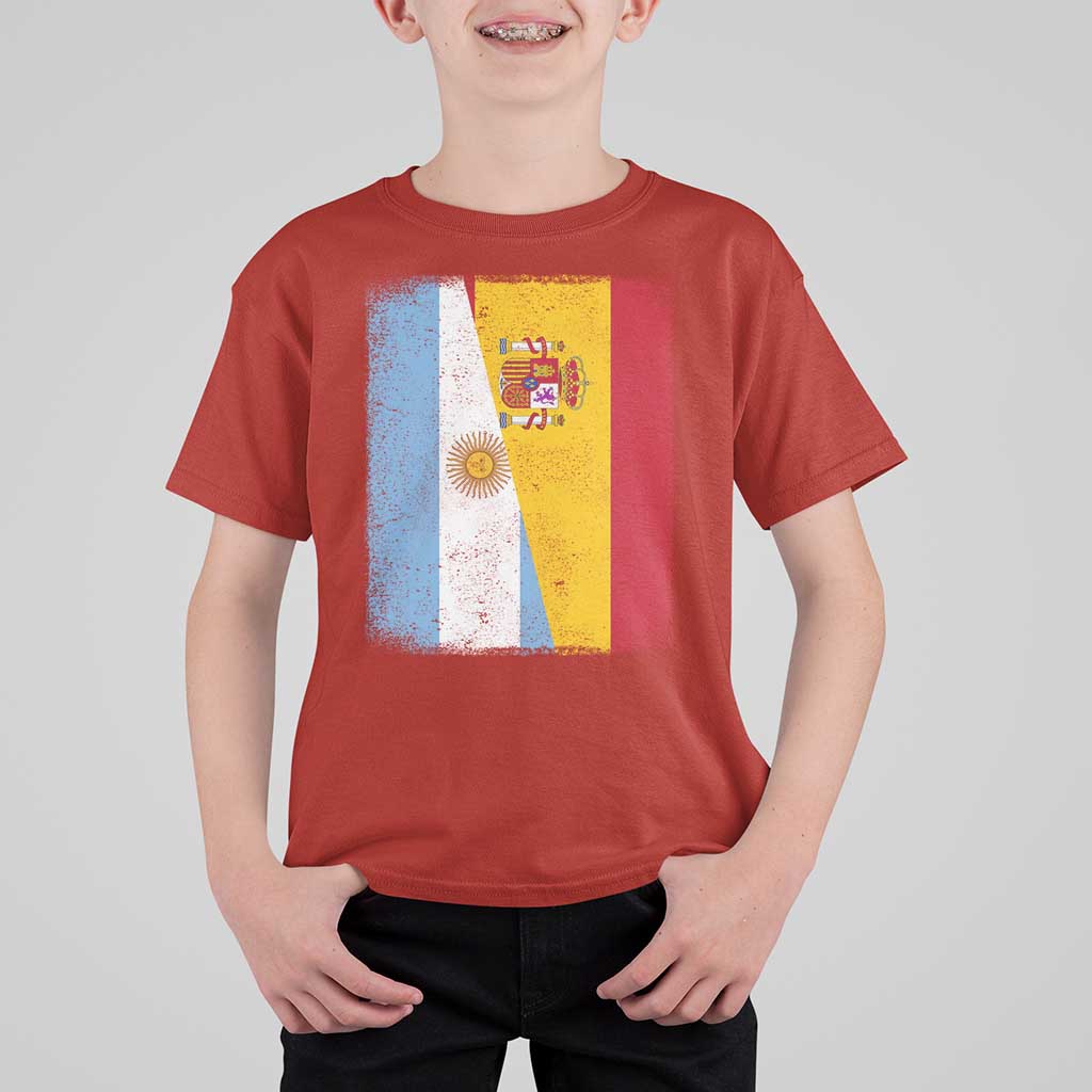 Spain Argentina Half Flag Spanish Argentinian Roots T Shirt For Kid